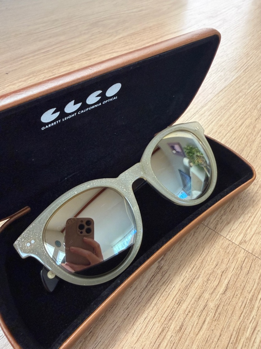 Garrett Leight Amelie Pichard Gold-Tortoise Round Sunglasses